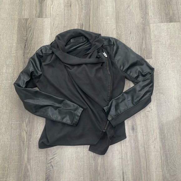 Blank NYC Black Faux Leather Suede Side Zip Jacket - Picture 2 of 6